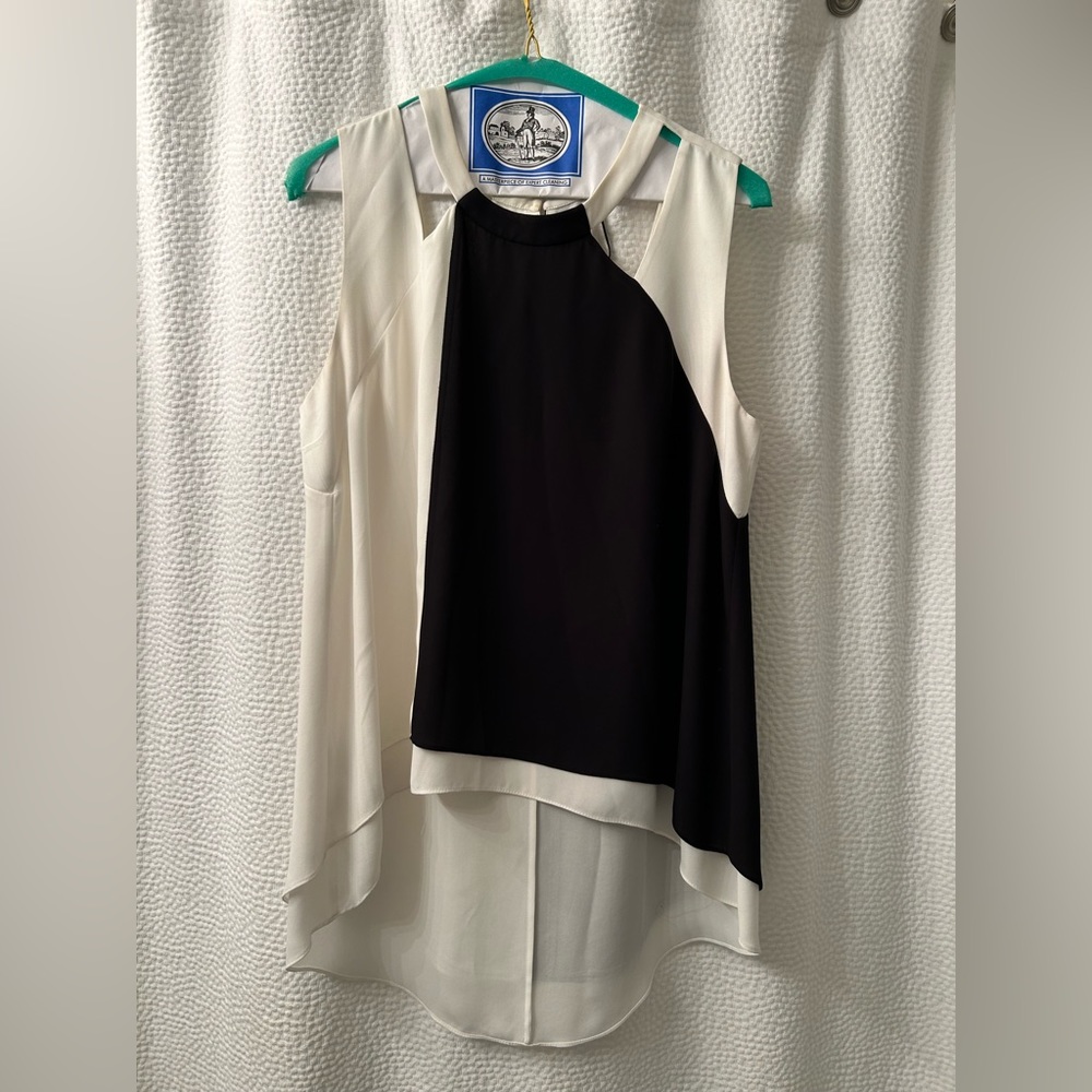 BCBG Maxazria Black and White Flowy Layered Tank